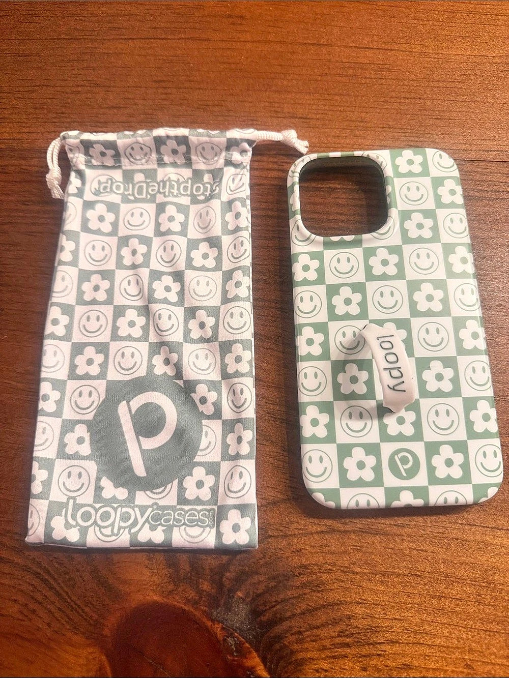 Loopy Cases Green Checkered Green & White Phone Case